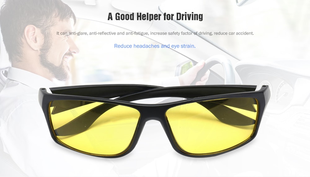 Unisex Driving Anti Glare Night Vision Driver Safety UV Protection Glasses- Goldenrod