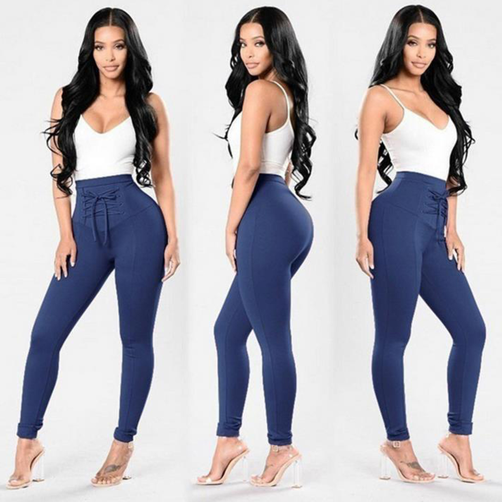 Women'S Leggings Solid Color High Waist Faddish Top Fashion Skinny Leggings- Misty Rose M