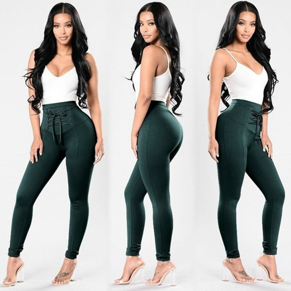 Women'S Leggings Solid Color High Waist Faddish Top Fashion Skinny Leggings- Misty Rose M