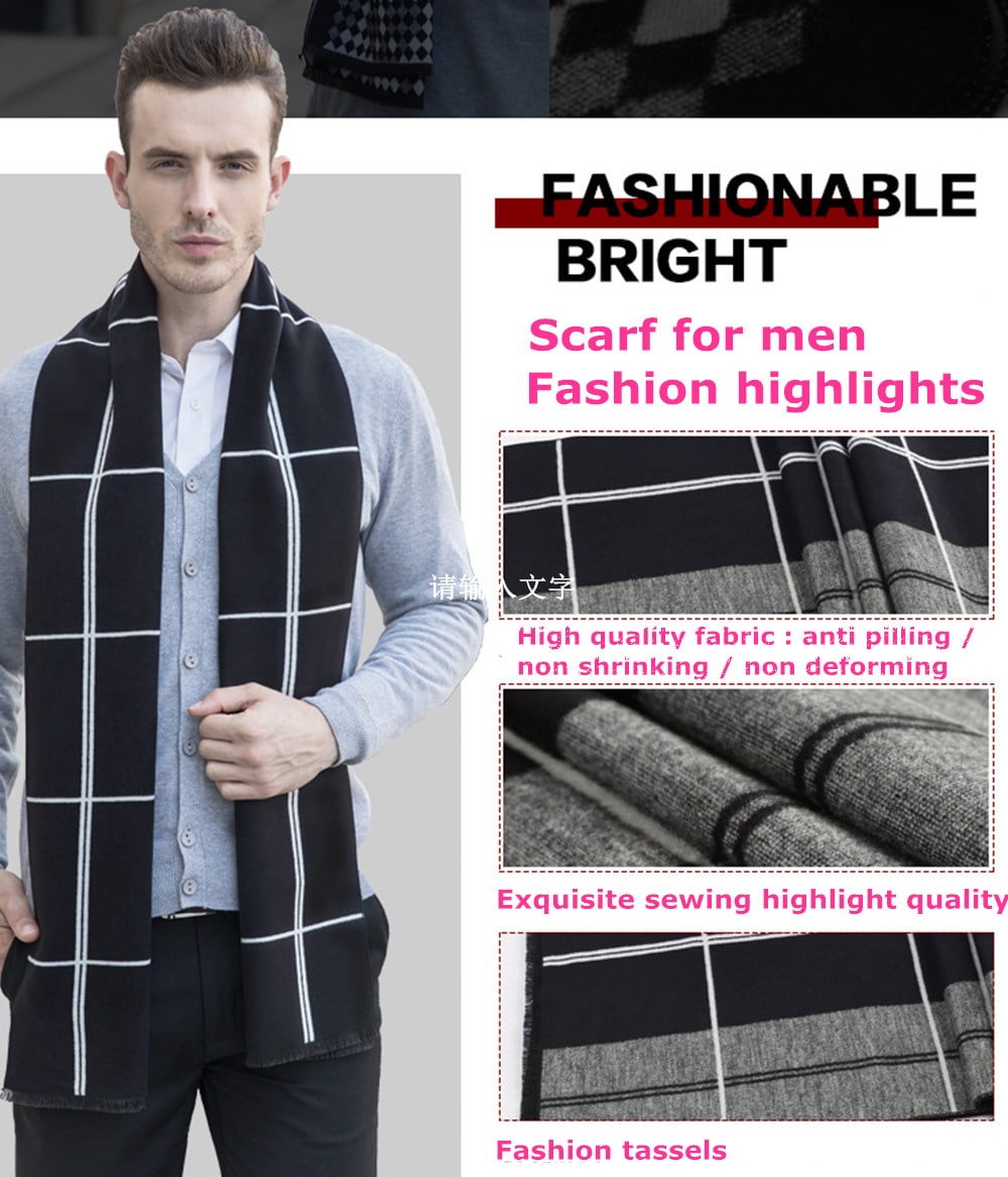 Winter Outdoors Pashmina Fashion Warmth Lattice Long Scarf for Men- Multicolor 1Pc