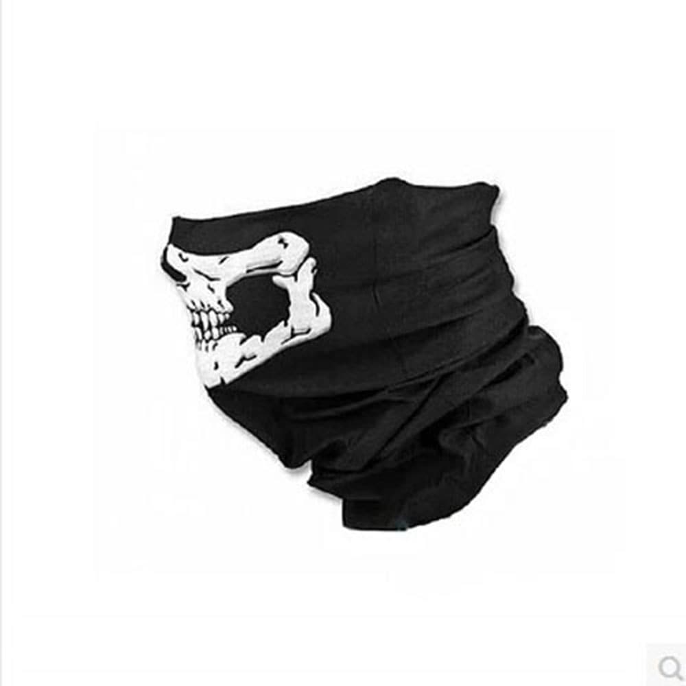 Skull Bandana Bike Motorcycle Helmet Neck Face Mask Paintball Ski Sport Headband- Black