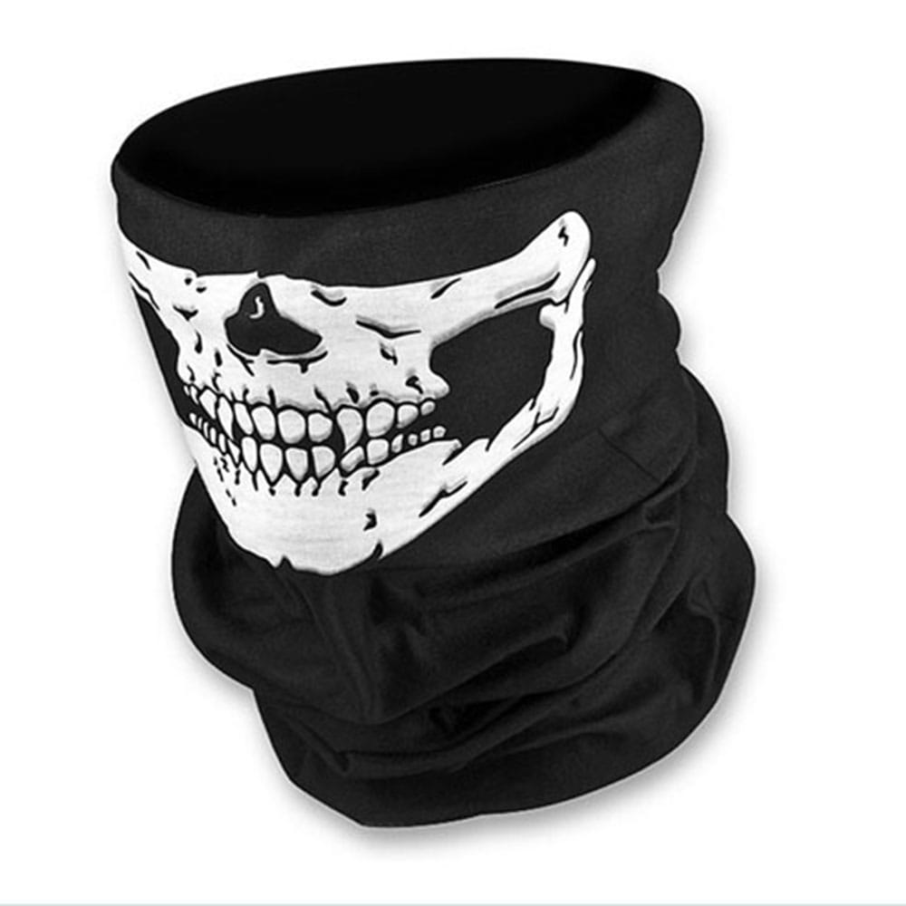 Skull Bandana Bike Motorcycle Helmet Neck Face Mask Paintball Ski Sport Headband- Black