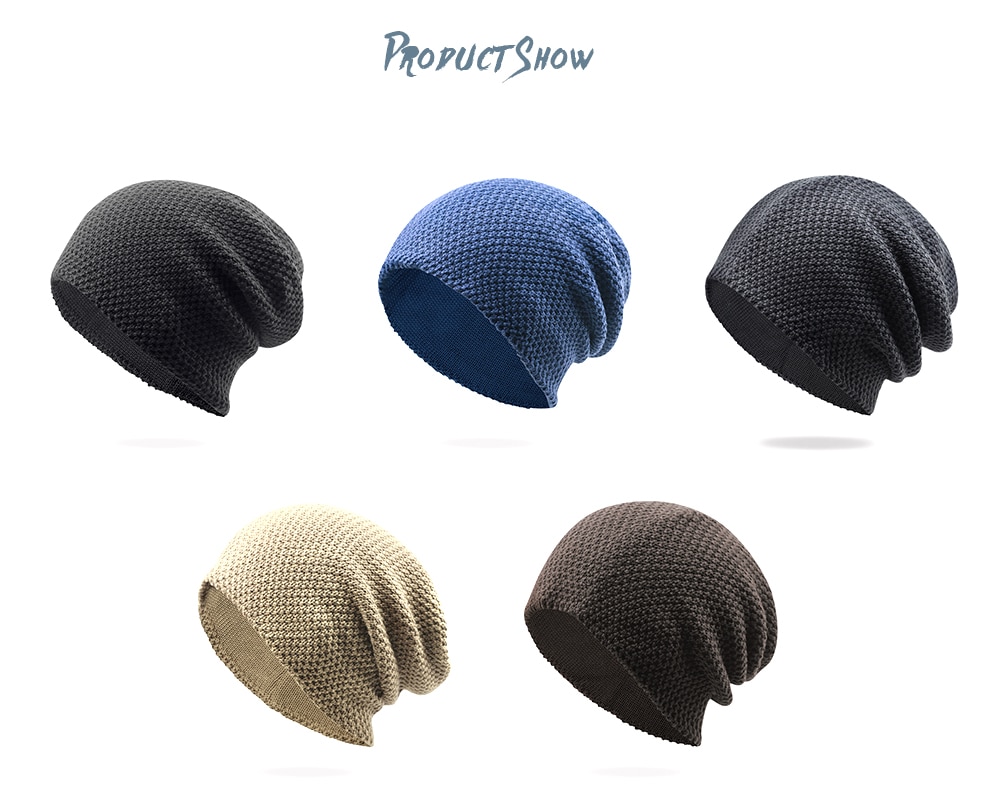 Outdoor Thicken Slouchy Knit Beanie- Black