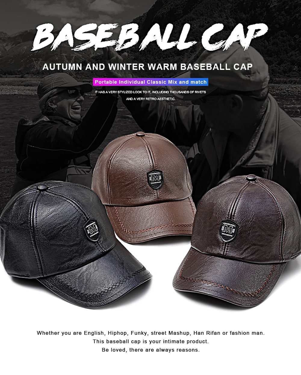 Warm Windproof PU Leather Cap - Coffee