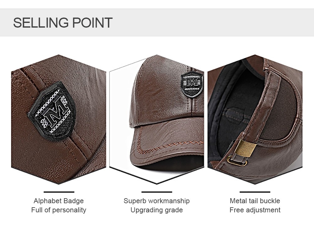 Warm Windproof PU Leather Cap - Coffee