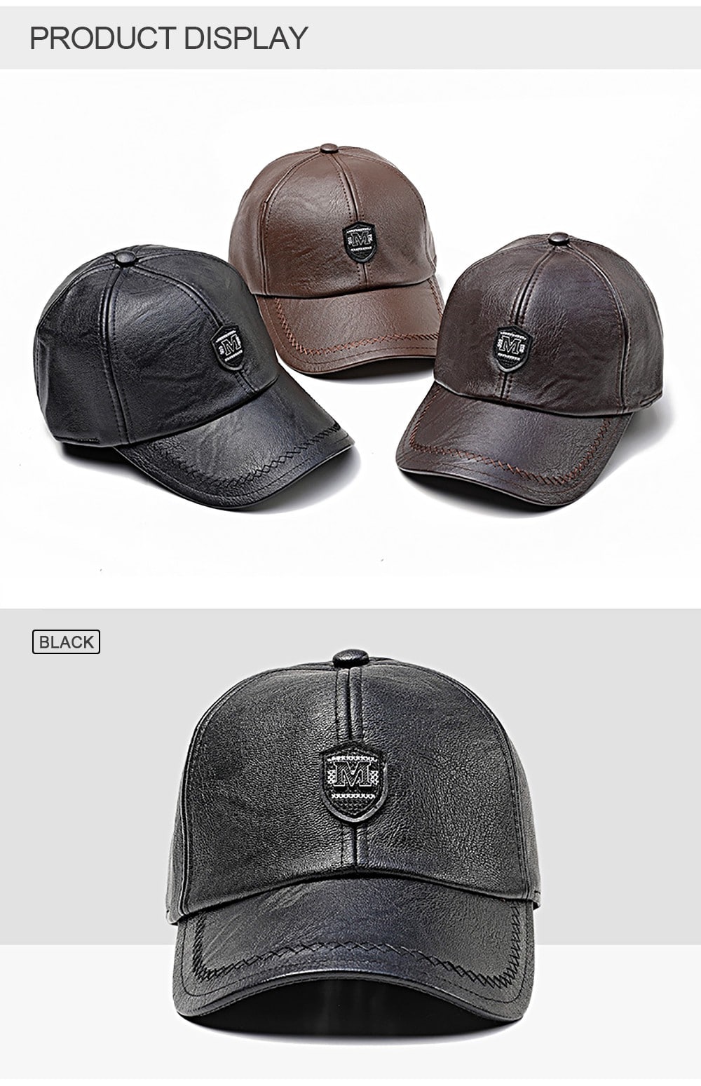 Warm Windproof PU Leather Cap - Coffee