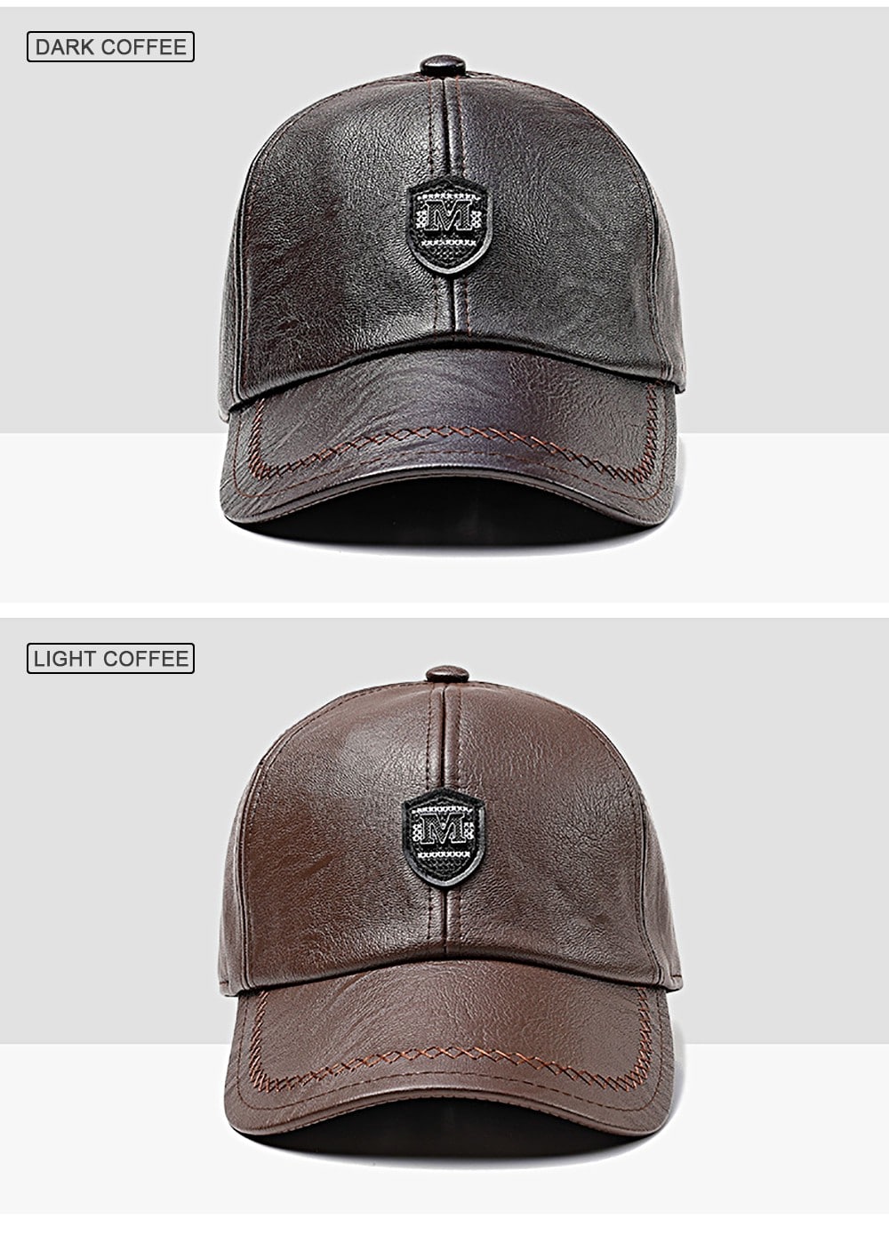 Warm Windproof PU Leather Cap - Coffee