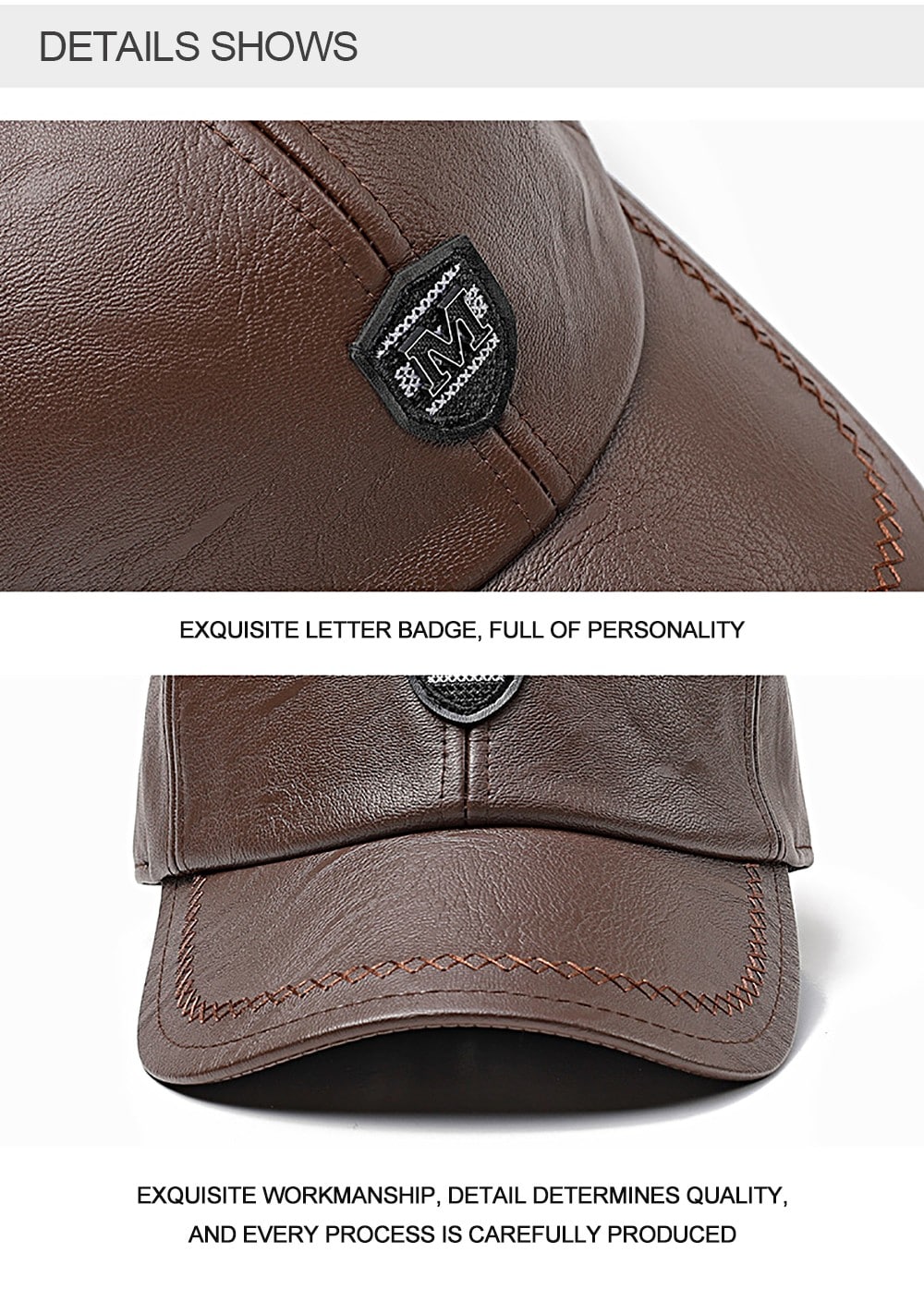 Warm Windproof PU Leather Cap - Coffee