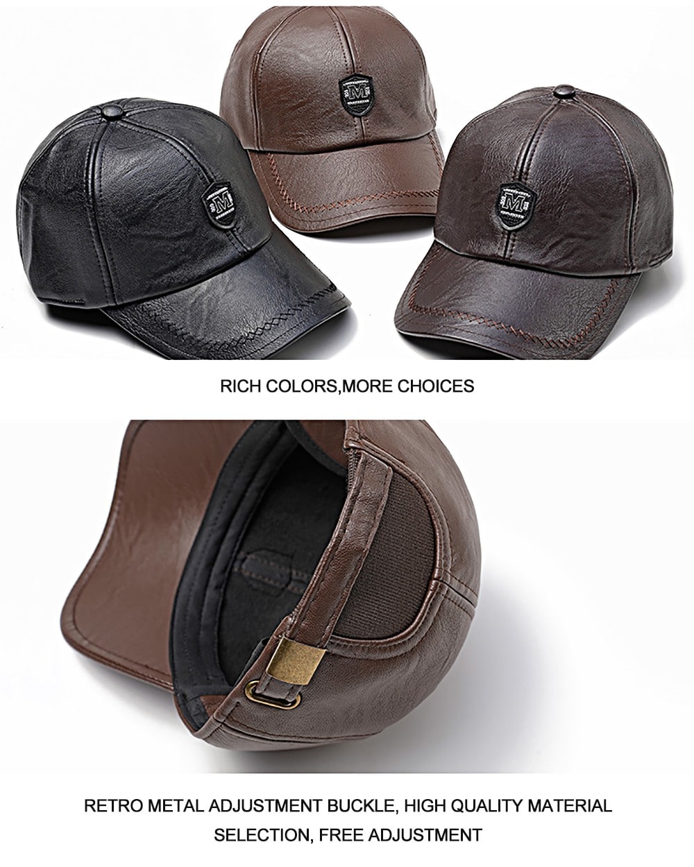 Warm Windproof PU Leather Cap - Coffee