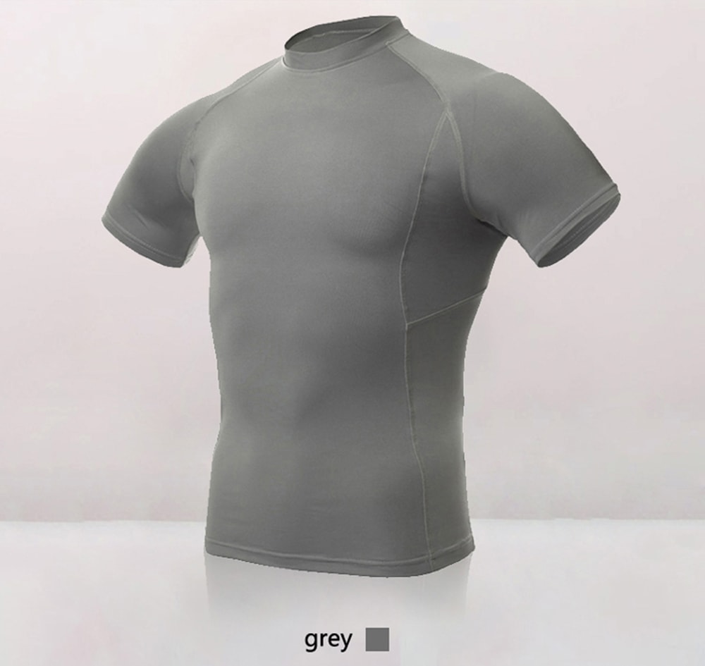 Quick Dry Men Compression Tight Fitness Gym Training Running Sportswear- Gray 2XL