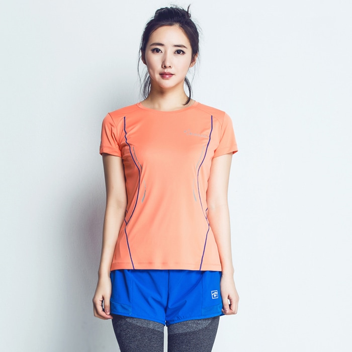 TOREAD Female Fitness Running T-shirt TiEF DRY Polyester Fabric- Light Blue L