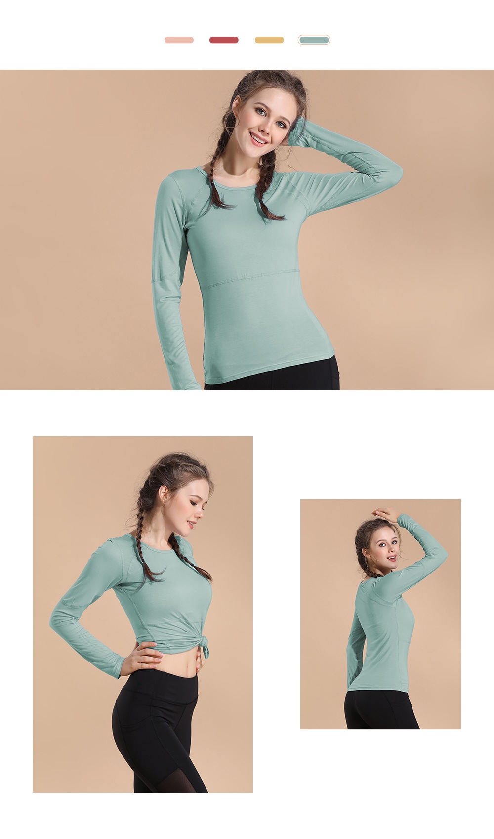 Running Shirt  Activewear Sweat-wicking  Soft  Quick Dry Stretchy- Rose M