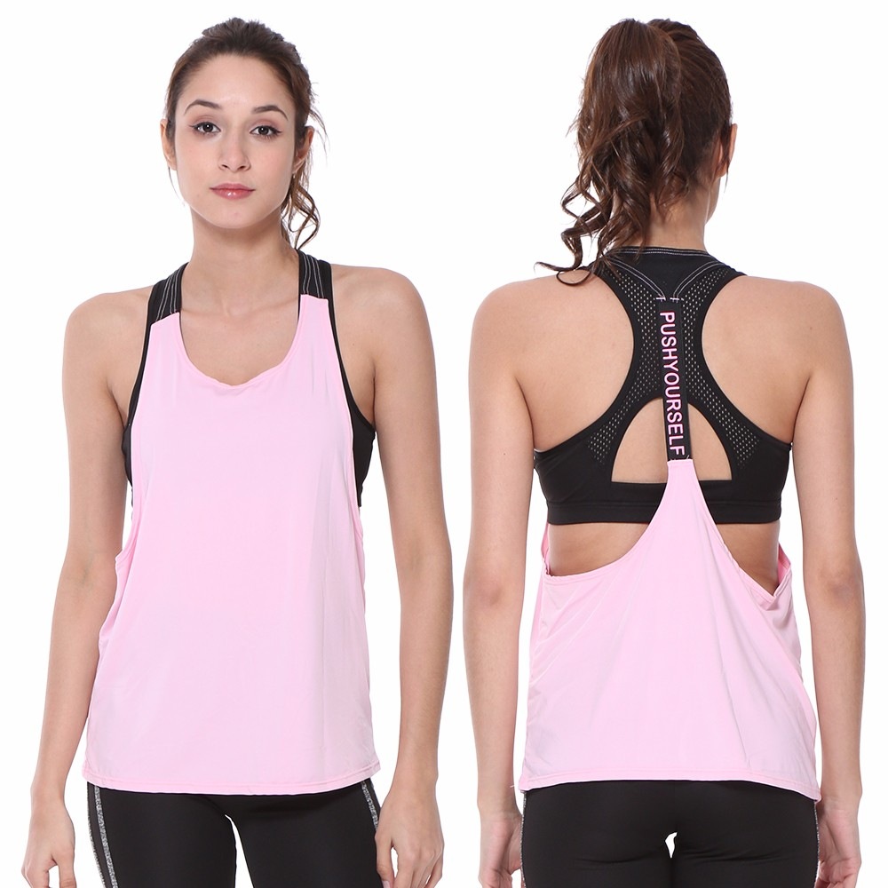 Sleeveless Quick-Dry Yoga Top Tank Vest- Black L