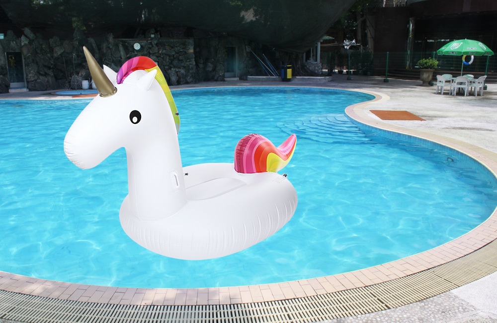 Swimming Water Lounge Pool Giant Rideable Unicorn Inflatable Float Toy- White