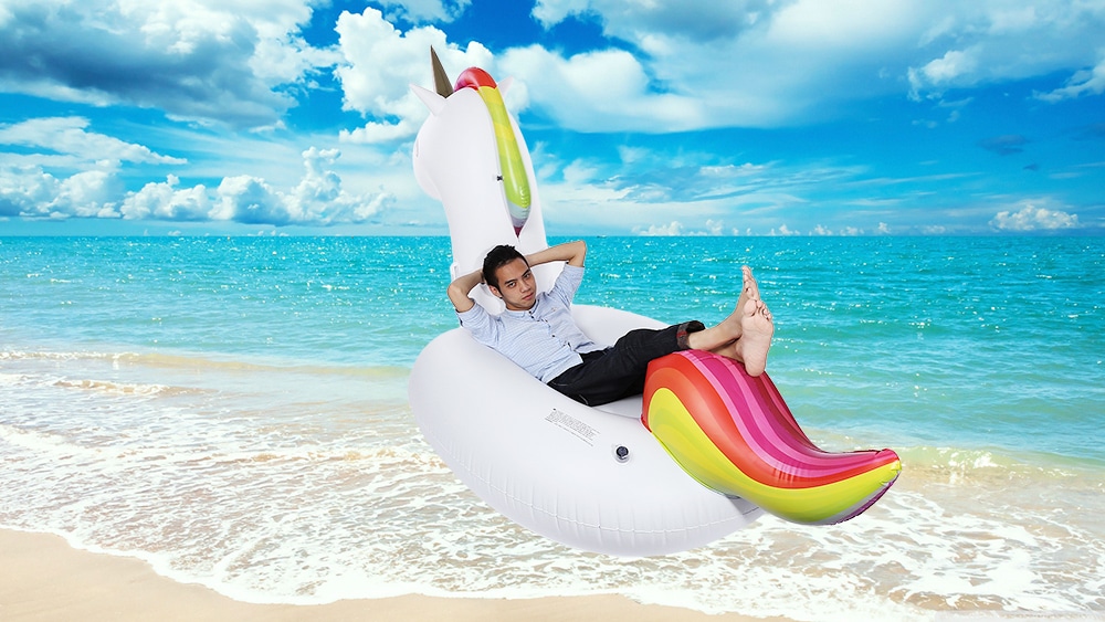 Swimming Water Lounge Pool Giant Rideable Unicorn Inflatable Float Toy- White