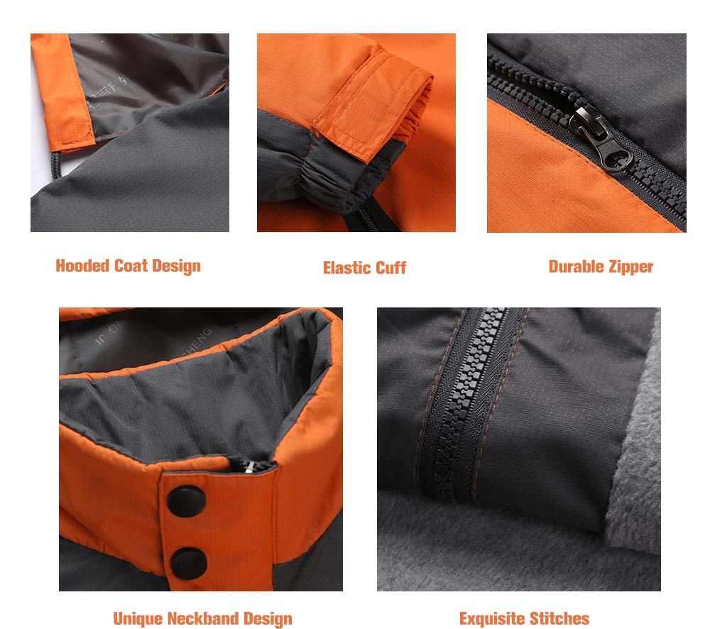 Stylish Breathable Waterproof Windbreak Hooded Sports Jacket for Men- Orange L