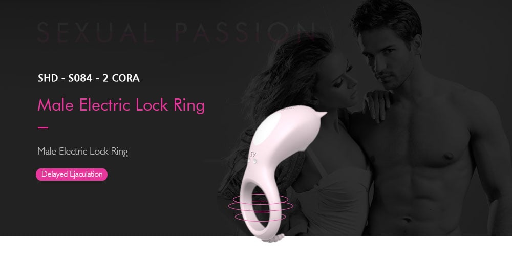 SHD - S084 - 2 CORA Male Electric Delayed Ejaculation Lock Ring  - Pink