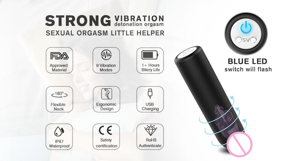 SHD - S102-2 SEED - RCT Adult Masturbation Electric Bullet Head Oscillator - Black