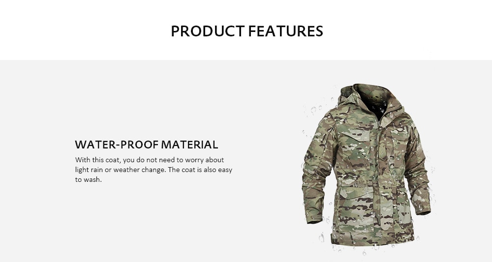 Outdoor Waterproof Comfortable Camouflage Hooded Jacket for Men- Light Khaki M