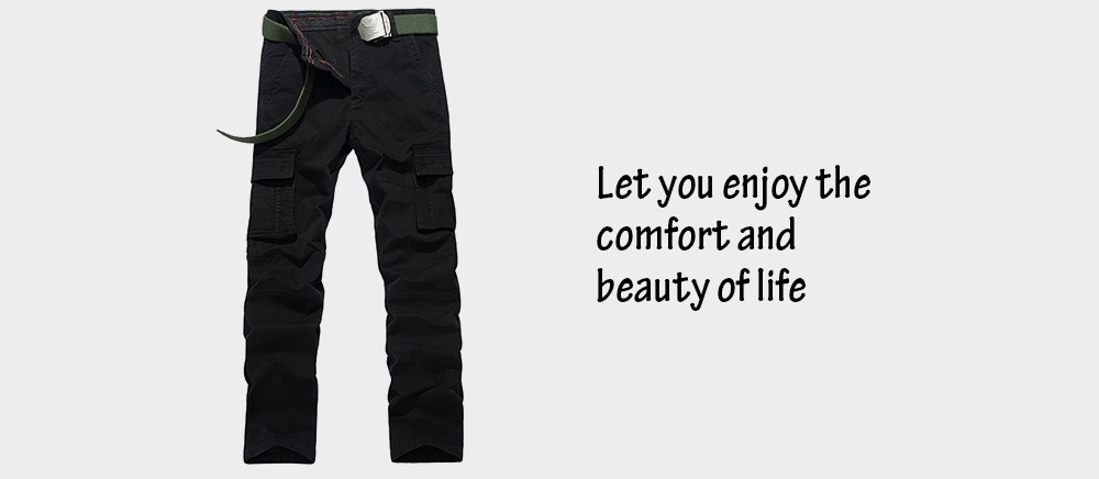 Simple Casual Cargo Pants for Men- Black 38