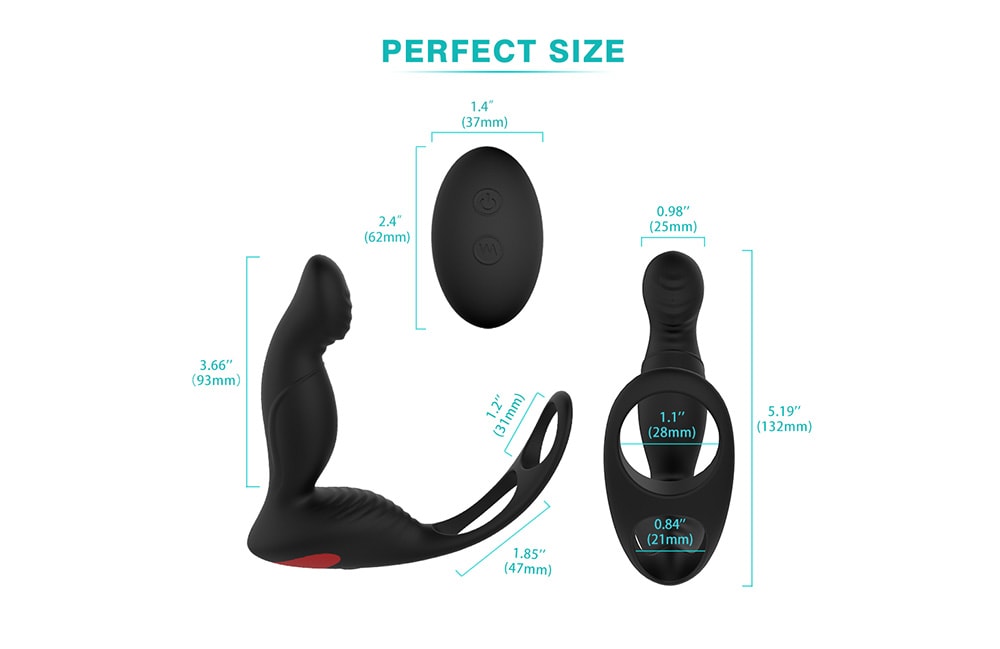 SHD - S070 - 2 Langer - 2 Prostate Massager Vibrator Remote Control 3 in 1- Black