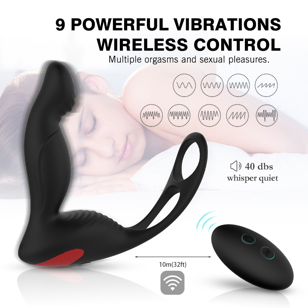 SHD - S070 - 2 Langer - 2 Prostate Massager Vibrator Remote Control 3 in 1- Black