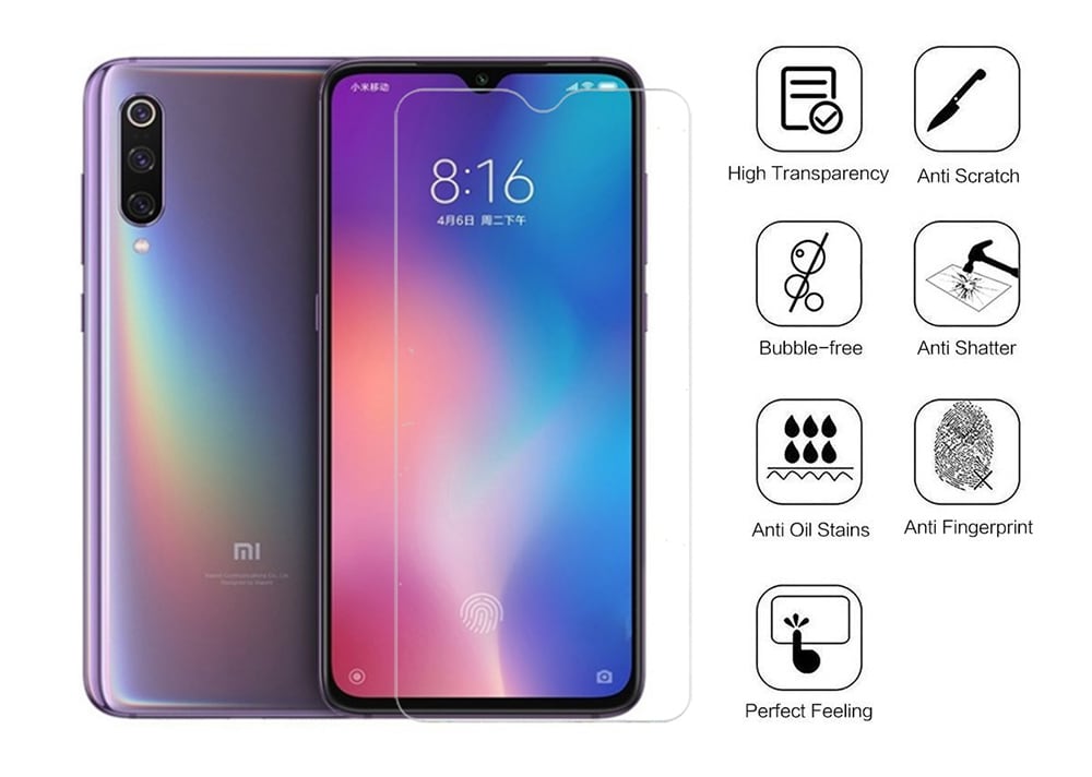 Tempered Glass Screen Protector Film for Xiaomi Mi 9- Transparent