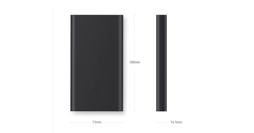 Original Xiaomi Bidirectional Quick Charge 10000mAh Portable Power Bank 2 Aluminium Alloy Housing Ultra-thin Body- Silver