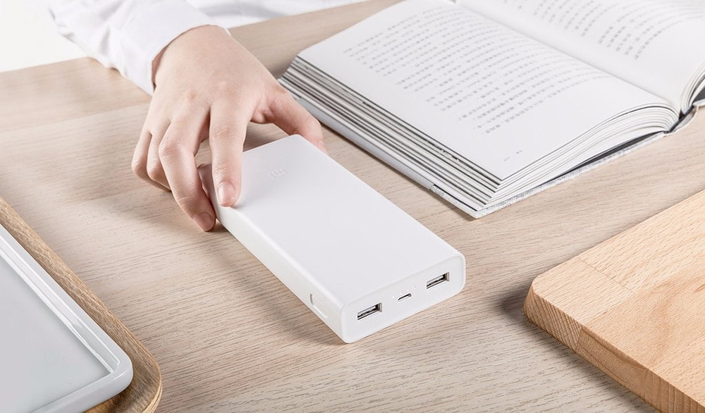 Original Xiaomi Mobile Power Bank 2C 20000mAh Dual USB Bi-directional Quick Charge- White