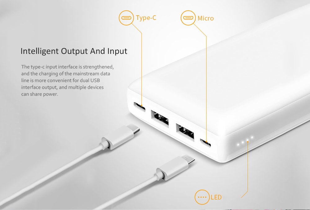 Teclast T200K - W 20000mAh Large Capacity Portable Mobile Power Supply- White