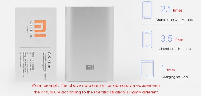 Original Xiaomi Pocket 10000mAh Mobile Power Bank High Capacity Portable Charger- Silver