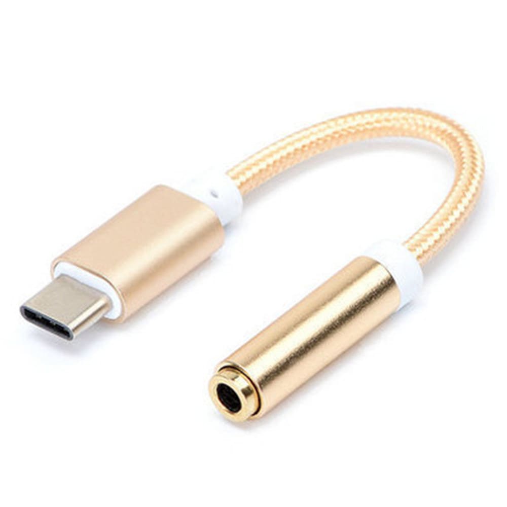 Type-C to 3.5 Earphone Adapter Type-C USB-C male to 3.5mm AUX audio female AUX Cable- Silver