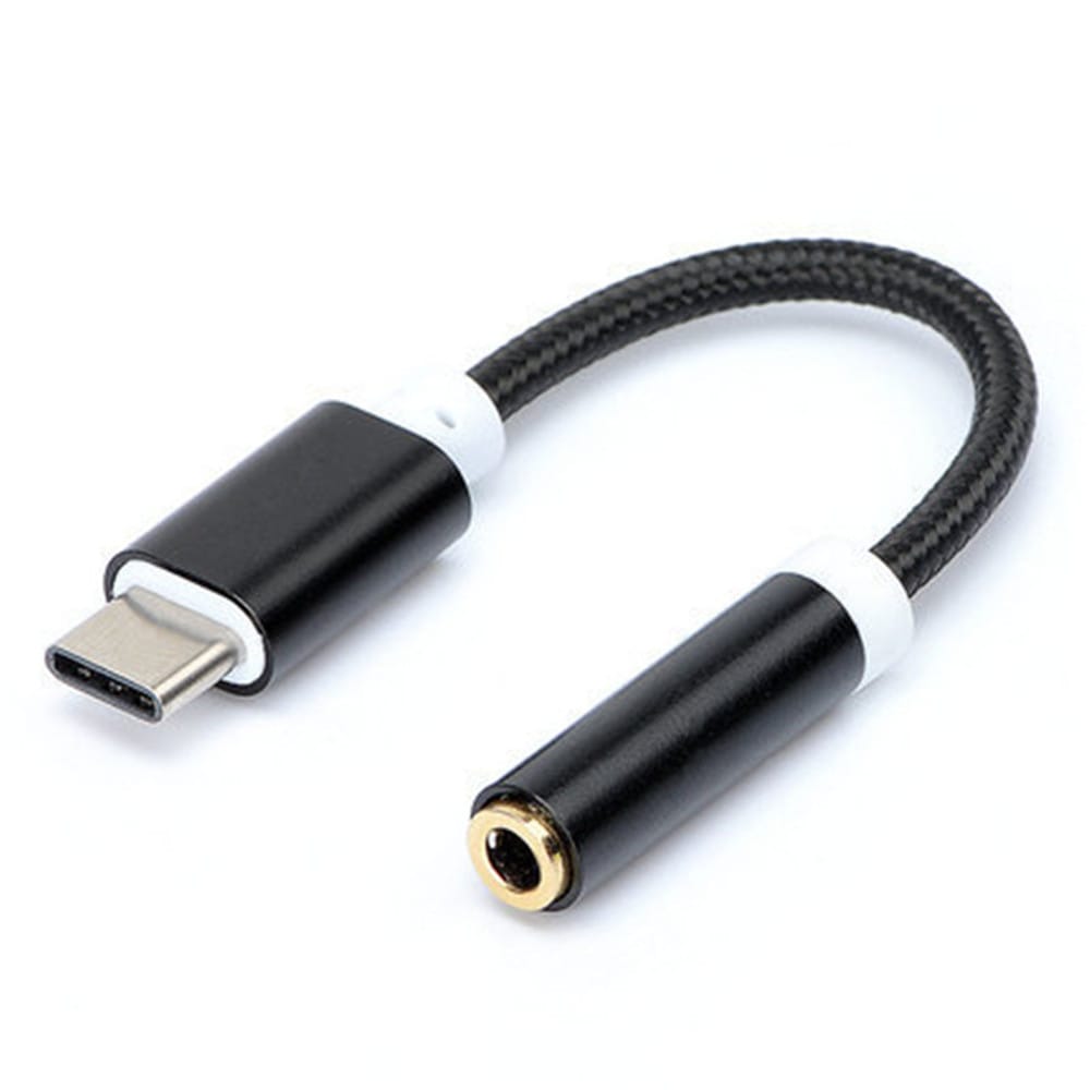 Type-C to 3.5 Earphone Adapter Type-C USB-C male to 3.5mm AUX audio female AUX Cable- Silver