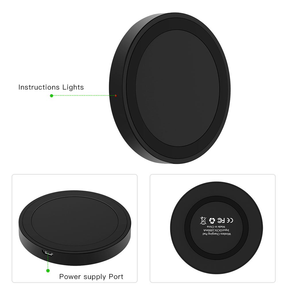 QI Standard Smart Phone Wireless Charger- Black