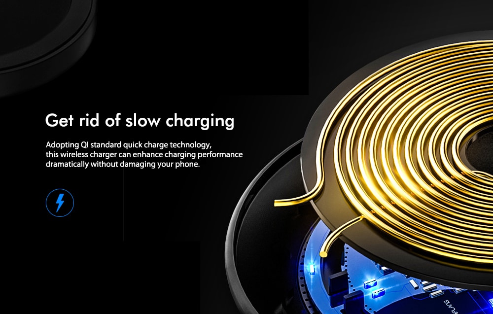 QI Standard Smart Phone Wireless Charger- Black