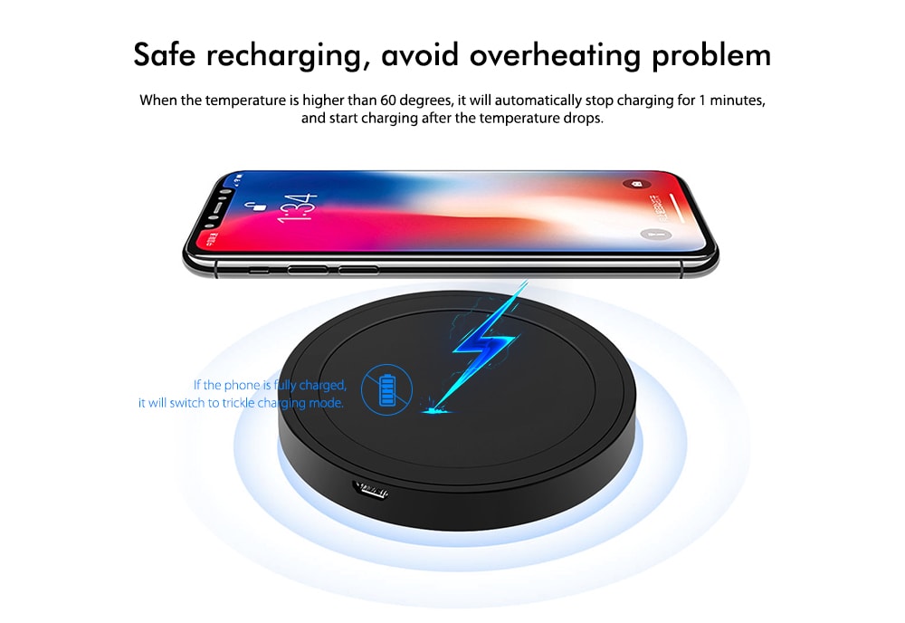 QI Standard Smart Phone Wireless Charger- Black