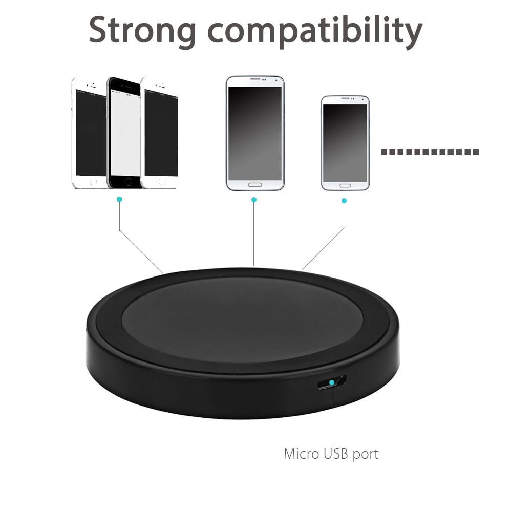 Qi Wireless Charger Phone Mount Pad + Charging Receiver for iPhone- Black for iphone 5 / 5C / 5S / 6 / 6S