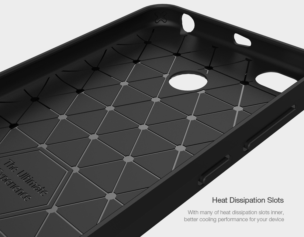 Wkae Solid Color Carbon Fiber Texture TPU Soft Protective Case for Xiaomi Redmi 4X- Black