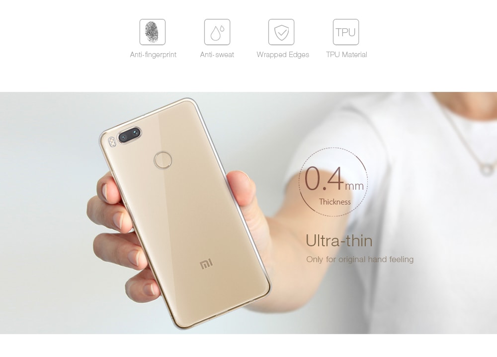 Transparent Soft TPU Clear Cover Case for Xiaomi Mi A1 / Mi 5X- Transparent