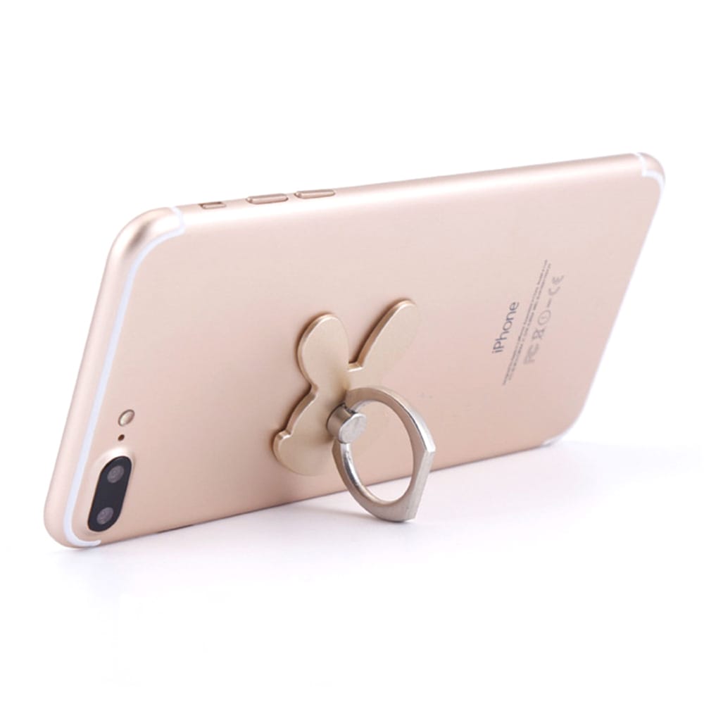 Rabbit 360 Degree Finger Ring Mobile Phone Stand Holder- Silver