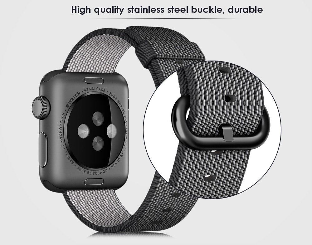 Nylon Watch Strap Wristband Replacement Contrast Color for Apple Watch 42mm- Gray