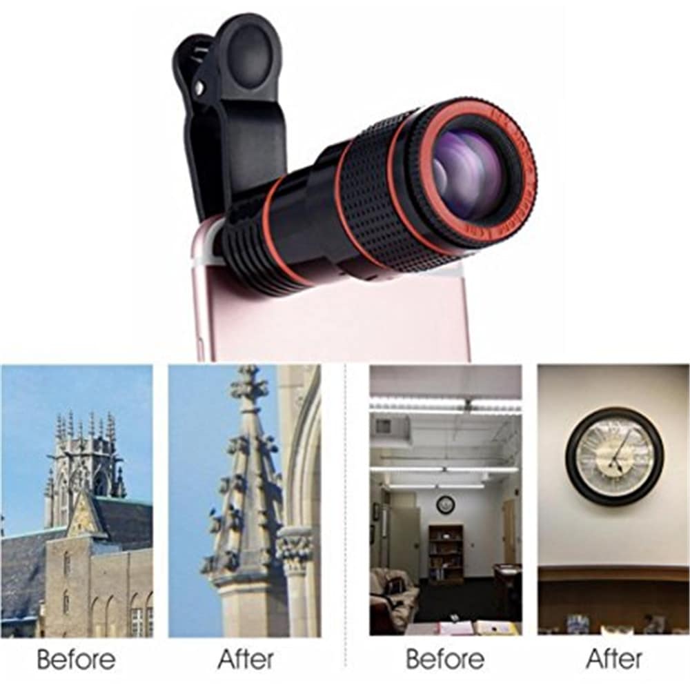 Universal 8X Optical Zoom Telescope Camera Lens Clip Mobile Phone Telescope for Xiaomi / Huawei / Samsung- White