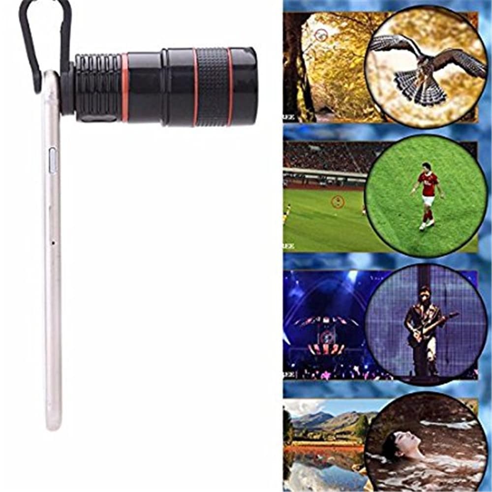 Universal 8X Optical Zoom Telescope Camera Lens Clip Mobile Phone Telescope for Xiaomi / Huawei / Samsung- White