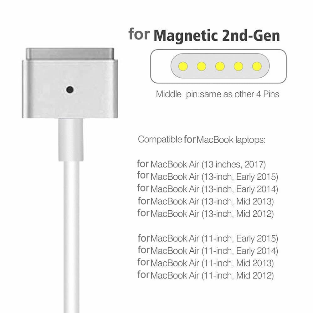 USB-C to Magsate 2 T-Tip Power Adapter Cable for Macbook Pro / MacBook Air- White