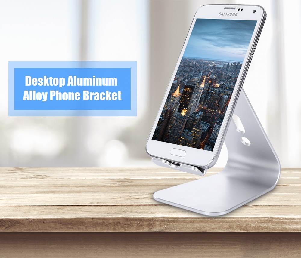 SA2 Aluminium Alloy Portable Desktop Bracket Phone Stand Holder with Nanometer Anti-slip Pad- Silver