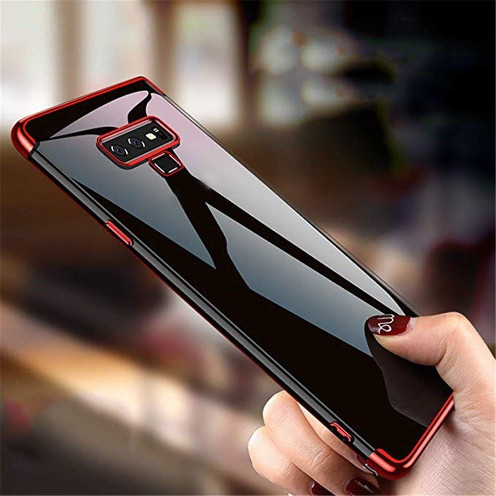 Slim Shock Clear TPU Plating Case Cover for Samsung Galaxy Note 9- Red