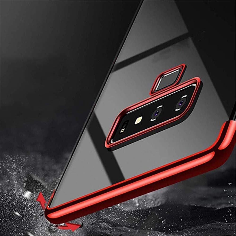 Slim Shock Clear TPU Plating Case Cover for Samsung Galaxy Note 9- Red