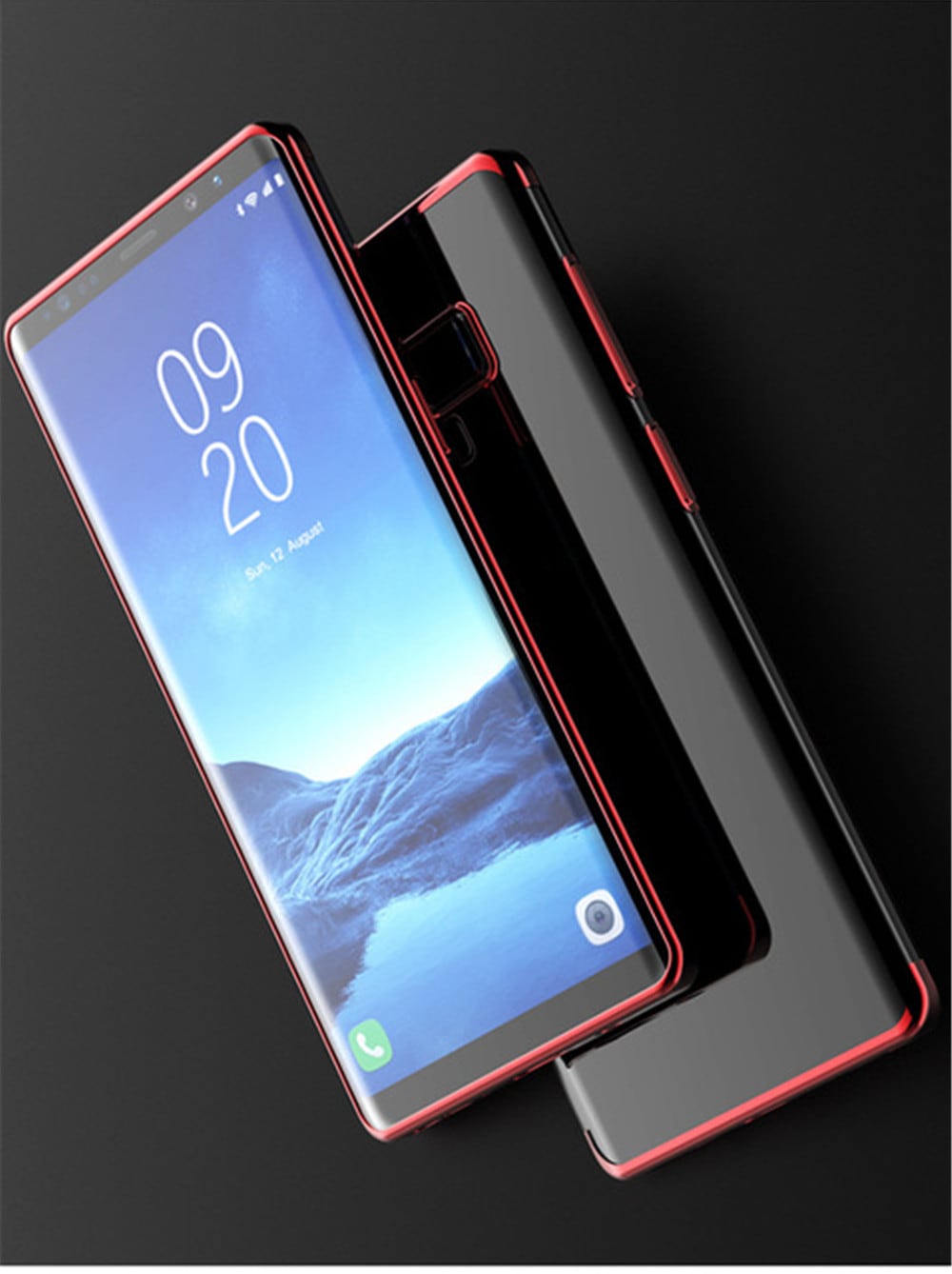 Slim Shock Clear TPU Plating Case Cover for Samsung Galaxy Note 9- Red