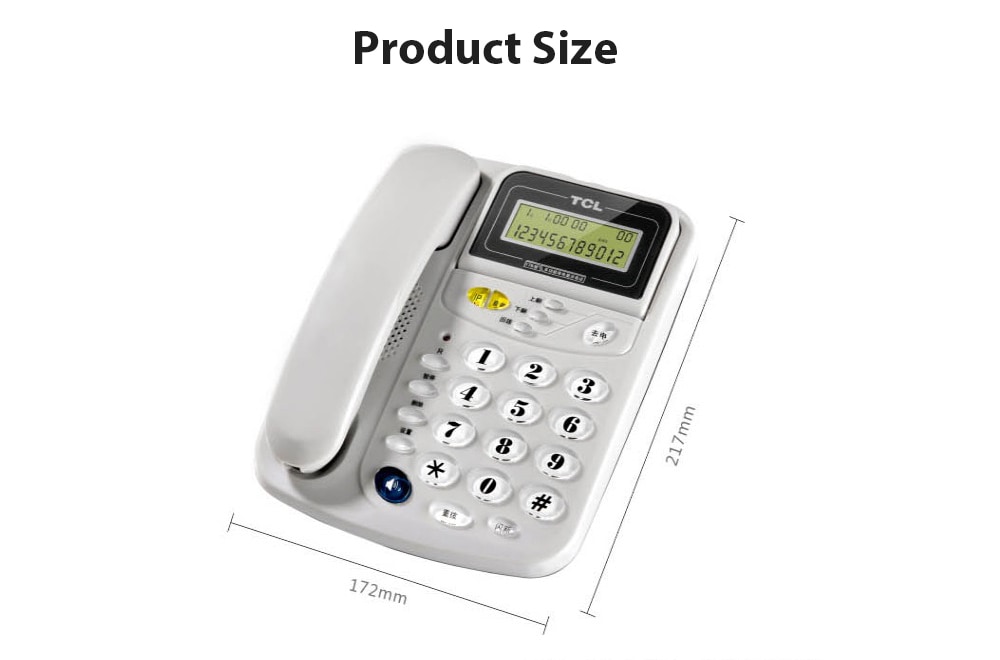 TCL 17B Corded Phone with Caller ID / Call Waiting / No Battery / Brightness Adjustment- Gray Goose