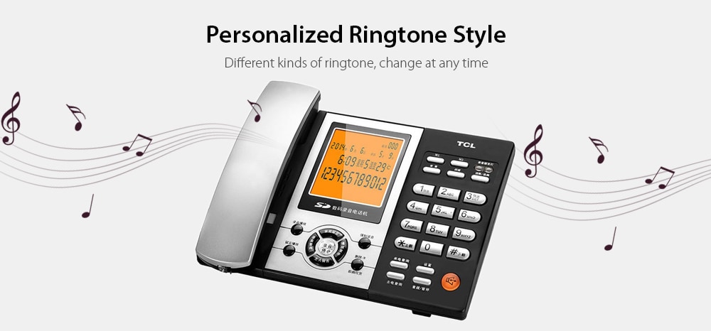 TCL HCD868 ( 88 ) Corded Recording Phone with Caller ID / Call Waiting / 8G SD Card / Brightness Adjustment- Black